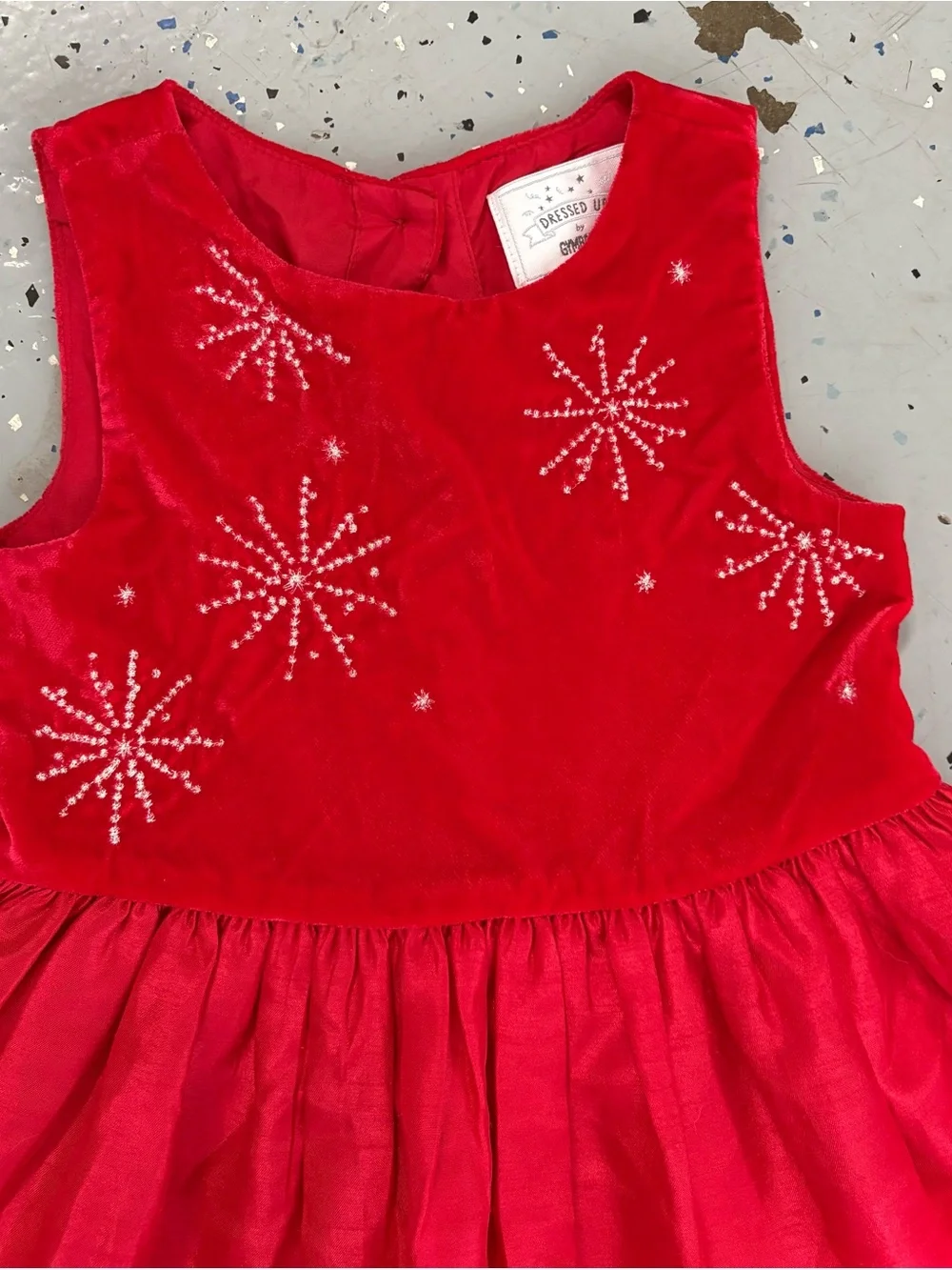 Dressed Up by Gymboree 3T Red Velvet Party Dress with Sparkle Snowflakes